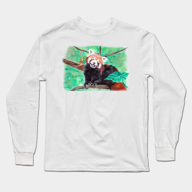 Red Panda Long Sleeve T-Shirt by lucafon18